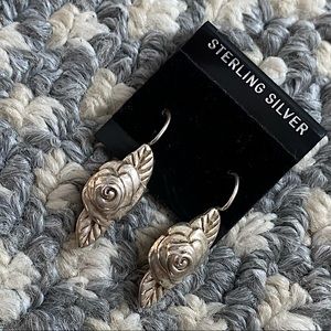 Handmade silver rose earrings